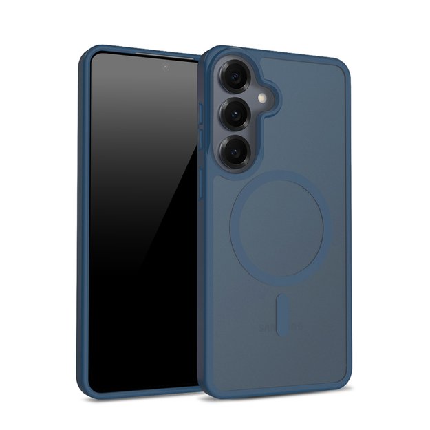Crong Hybrid Matte Magnetic - MagSafe Case for Samsung Galaxy S25 (Navy Blue) 1