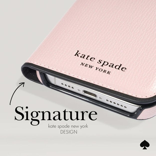 Kate Spade New York Wrap Folio Case – odinis atverčiamas dėklas, skirtas iPhone 15 (Blyškus Vellum)