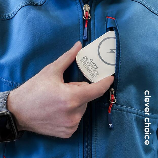 Crong MagSpot Power Bank – belaidis itin plonas maitinimo blokas su MagSafe 5000mAh, USB-C 20W PD (balta) 14