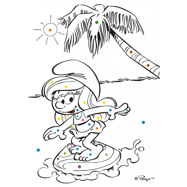 Coloring book A5 Smurfs with wax