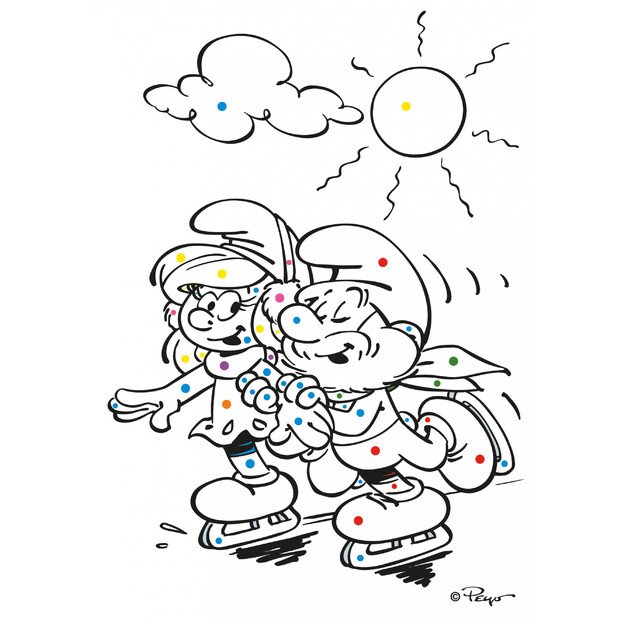 Coloring book A5 Smurfs with wax