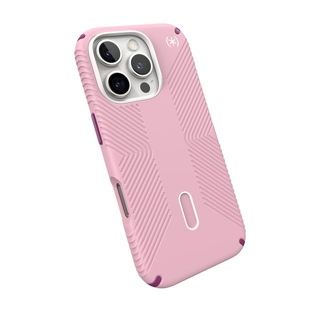 Speck Presidio2 Grip ClickLock & MagSafe – dėklas, skirtas iPhone 16 Pro (trečiadienio rožinė / Boysenberry violetinė / balta)