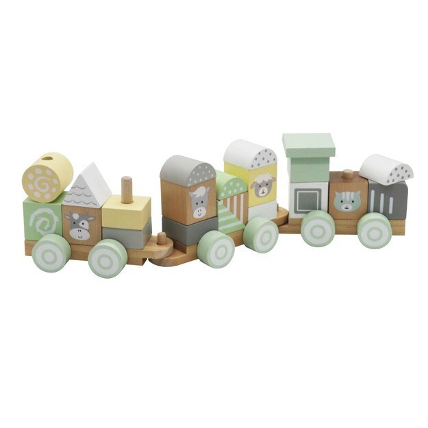 Wooden Train with Blocks Baby Mix