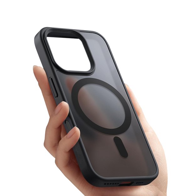 Crong Hybrid Frost MAG dangtelis – dėklas su MagSafe, skirtas iPhone 16 Pro Max (juodas) 3