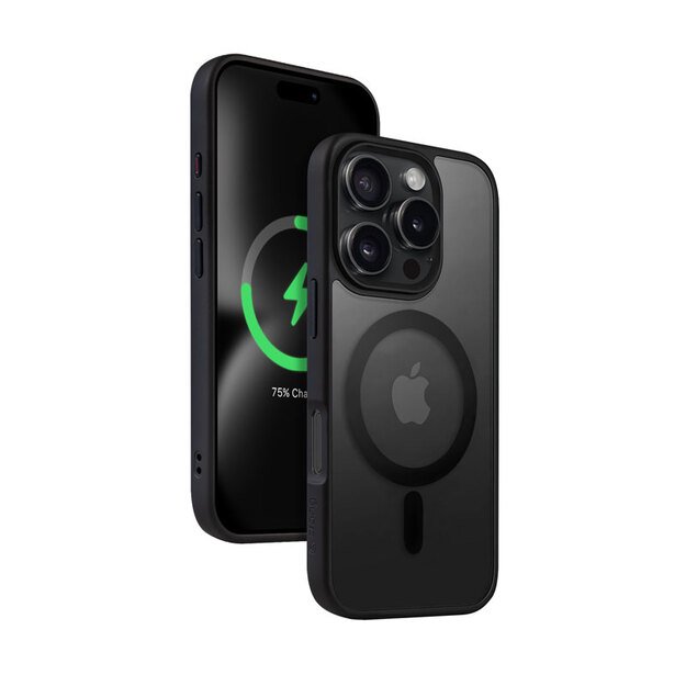 Crong Hybrid Frost MAG dangtelis – dėklas su MagSafe, skirtas iPhone 16 Pro Max (juodas) 1