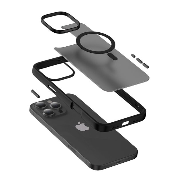 Crong Hybrid Frost MAG dangtelis – dėklas su MagSafe, skirtas iPhone 16 Pro Max (juodas) 2