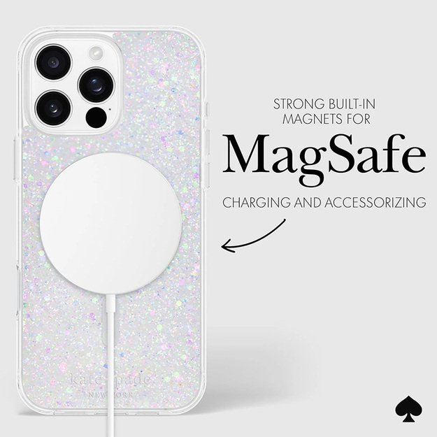 Kate Spade New York Protective MagSafe – dėklas, skirtas iPhone 16 Pro Max (Chunky Glitter)