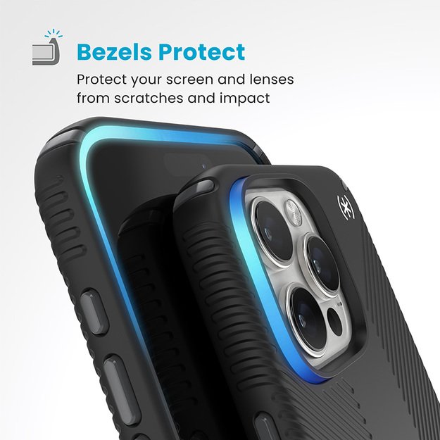 Speck Presidio2 Grip ClickLock & MagSafe – dėklas, skirtas iPhone 16 Pro Max (juodas / pilkos spalvos / baltas)