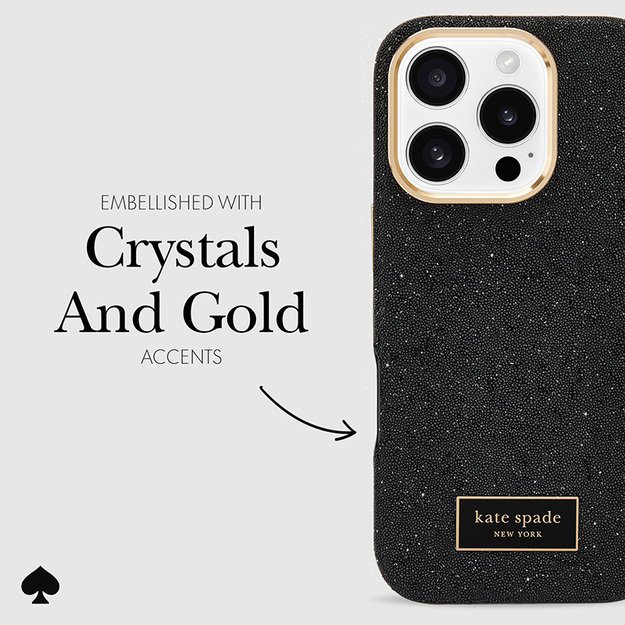 Kate Spade New York Crystal Pave MagSafe – dėklas, skirtas iPhone 16 Pro (Nightfall)