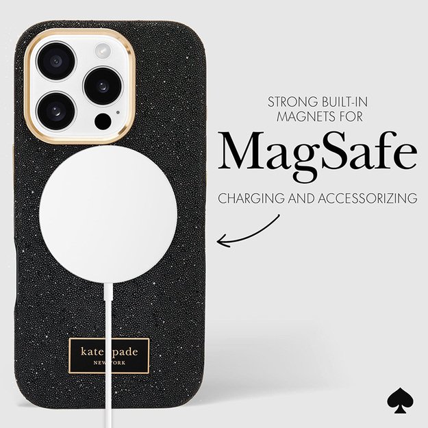 Kate Spade New York Crystal Pave MagSafe – dėklas, skirtas iPhone 16 Pro (Nightfall)