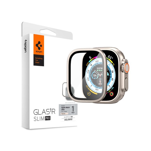 Spigen Glas.TR Slim Pro – grūdintas stiklas, skirtas Apple Watch Ultra 49 mm (titano)