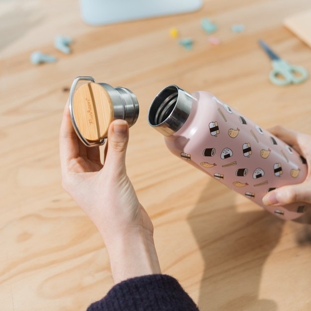 Pusheen - Stainless steel thermal bottle with handle from the Sushi Roll collection 500 ml
