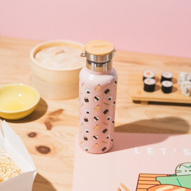 Pusheen - Stainless steel thermal bottle with handle from the Sushi Roll collection 500 ml