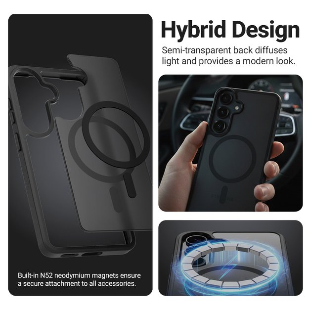 Crong Hybrid Matte Magnetic - MagSafe OnePlus 15R Case (Black)