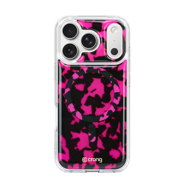Crong Deluxe MAG Cover - iPhone 17 Pro Max MagSafe Case (Pink Tortoise)