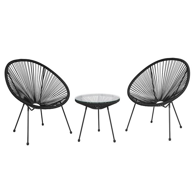 Baby Mix Black Garden Furniture Set for Balcony and Terrace