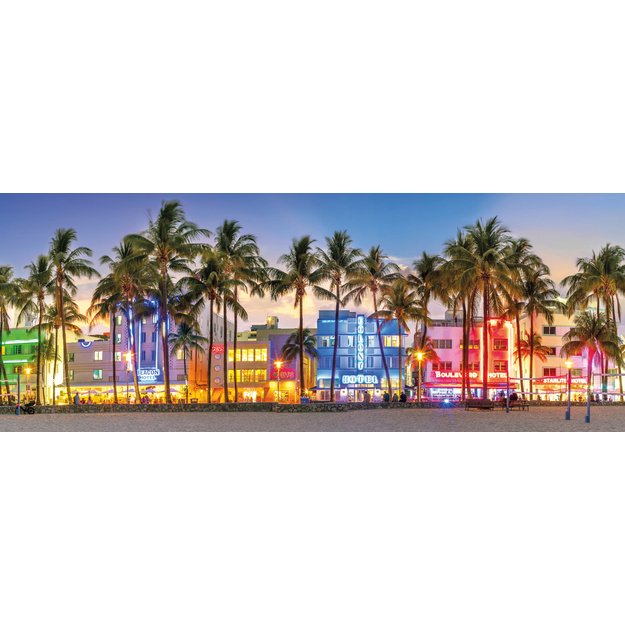 Ravensburger Panoramic Puzzle 1000 Pieces: Night Glow On Ocean Drive