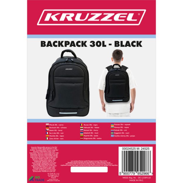 Kuprinė 30L - juoda Kruzzel 24525