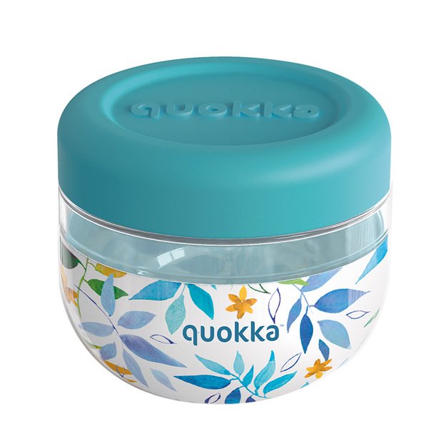 Quokka Bubble Food Jar - Plastikinė maisto talpa / priešpiečių dėžutė 500 ml (Akvarelės lapai)