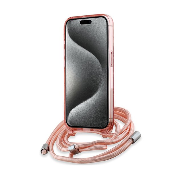 Karl Lagerfeld IML Crossbody Monogram Karl & Choupette Head MagSafe – dėklas, skirtas iPhone 15 Pro (rožinis) 4