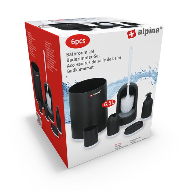 Alpina - 6 dalių vonios komplektas (juoda/balta) 2