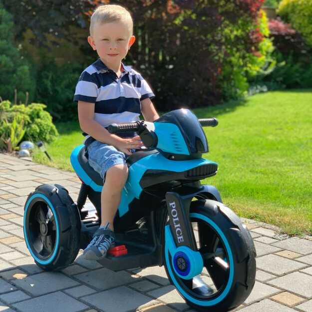 Baby Mix POLICE elektrinis motociklas mėlynas 11