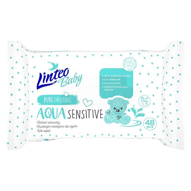 Drėgnos kūdikių servetėlės Linteo Baby AQUA SENSITIVE 48 vnt