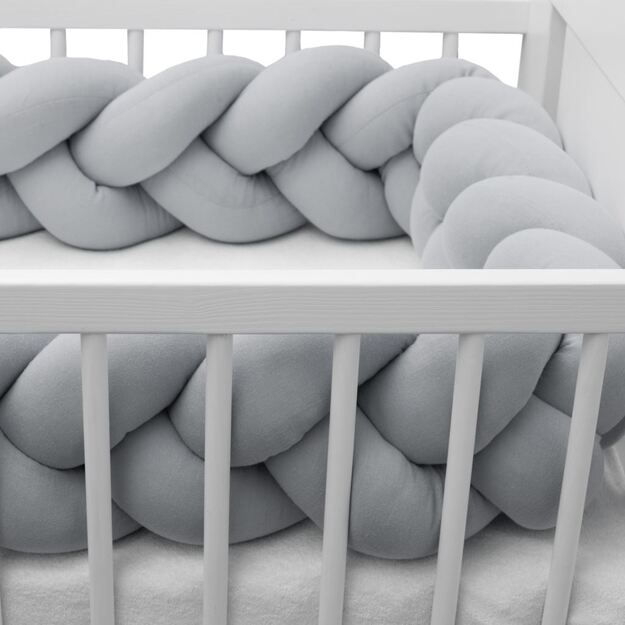 Apsauginis lovelės čiužinio užvalkalas muslino pynė New Baby šviesiai pilka