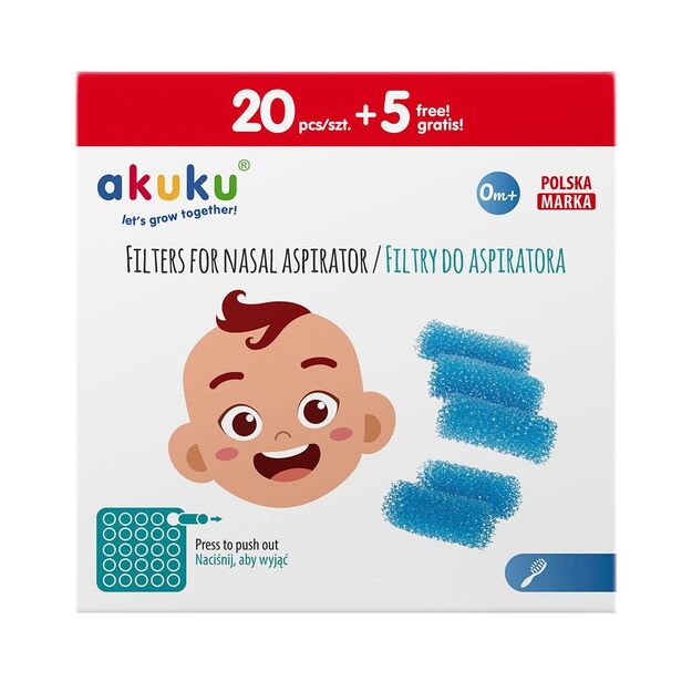 Akuku nosies gleivių ištraukimo aparato higieniniai filtrai