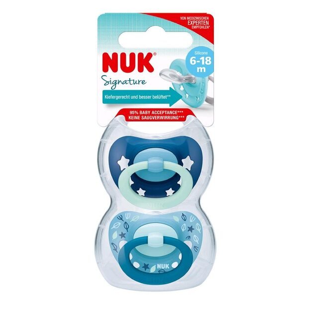 NUK Signature Sauskelnė 6-18m 2vnt berniukas, dydis 6-18m, 6-18m