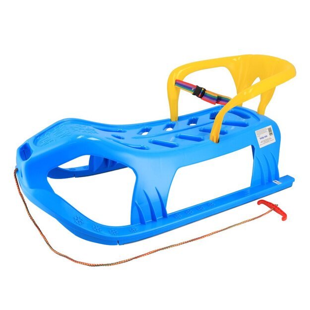 Plastikinės rogutės su atlošu Baby Mix SNOW STAR mėlynos spalvos