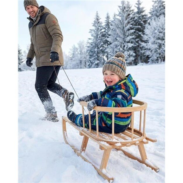 Vaikiškos medinės rogutės su atlošu ir virvele BAYO 90 cm 4