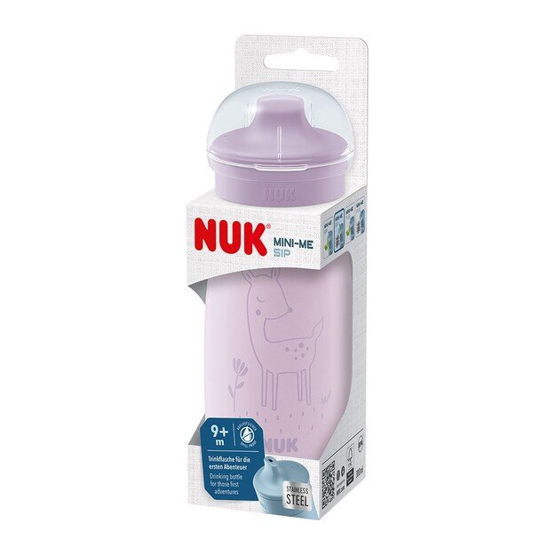 NUK Mini-Me Sip nerūdijančio plieno buteliukas kūdikiui, 300 ml violetinis