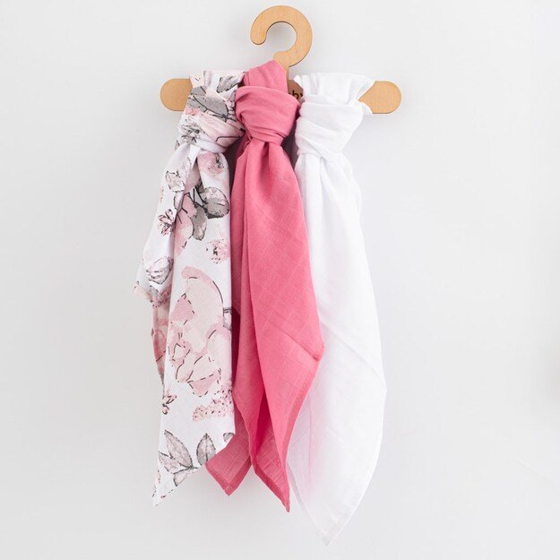 Muslin vystyklai New Baby 60x80 cm 3 vnt GIRL