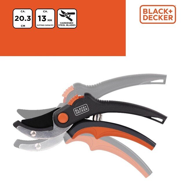 „Black&Decker“ sodo žirklės gėlėms / gyvatvorėms su grūdinto plieno ašmenimis 8