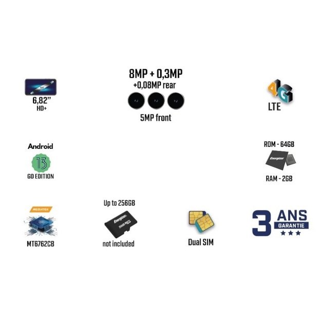 Energizer Ultimate U683S – išmanusis telefonas 2 GB RAM 64 GB 6,82 4G LTE Dvi SIM EU (juoda) 14