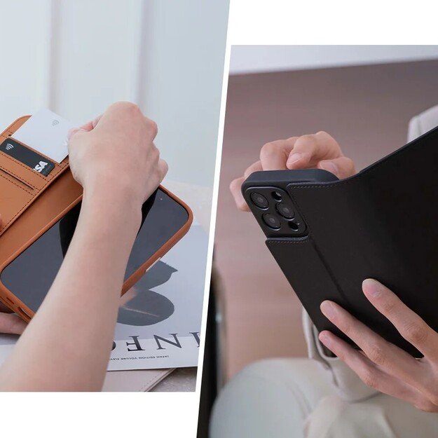 Moshi Overture MagSafe – trys viename odinis atverčiamas dėklas, skirtas iPhone 16 Pro Max (anglies juodas) 25