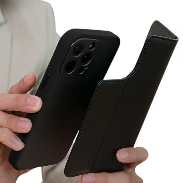 Moshi Overture MagSafe – trys viename odinis atverčiamas dėklas, skirtas iPhone 16 Pro Max (anglies juodas) 23