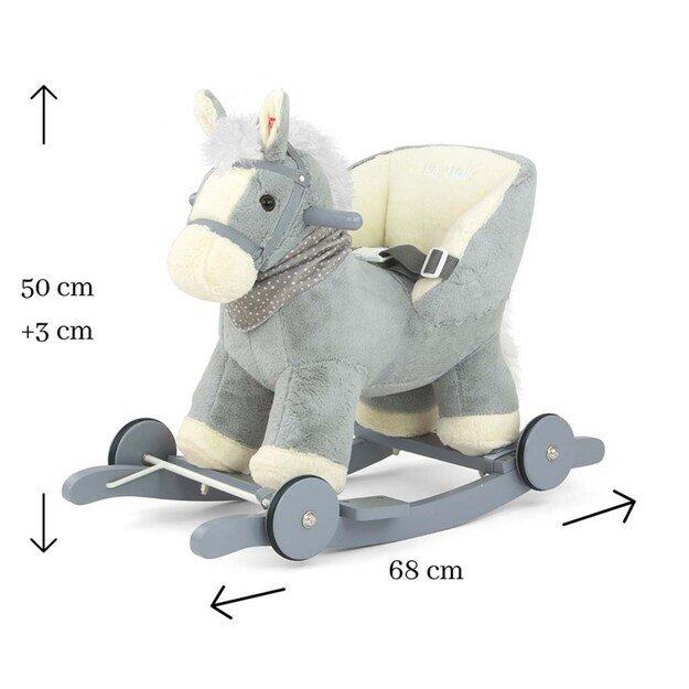 Supamasis arklys su melodija ir ratais Milly Mally Polly pilka