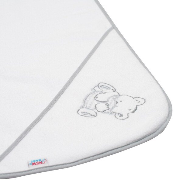 Baby terry towel with embroidery and hood New Baby 80x80 white bear 1