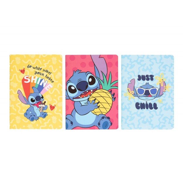 Disney Stitch – A5 formato užrašų knygelių rinkinys iš Tropical kolekcijos (3 vnt.)