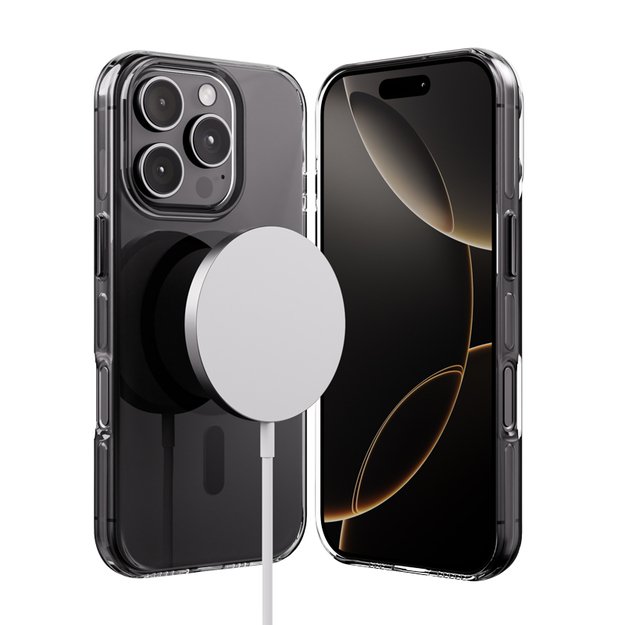 Crong Clear MAG Pro – dėklas iPhone 16 Pro Max MagSafe (juodas) 1