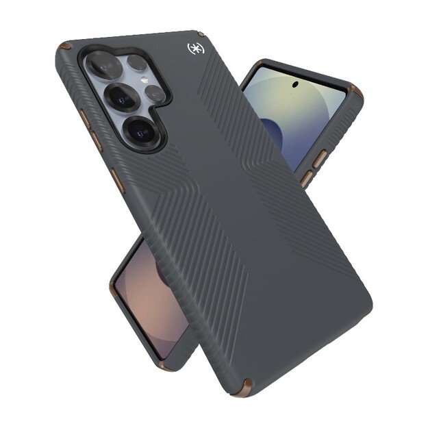 Speck Presidio2 rankenos magnetas – Samsung Galaxy S25 Ultra MagSafe dėklas (anglies pilka / šalta bronzinė / balta) 8