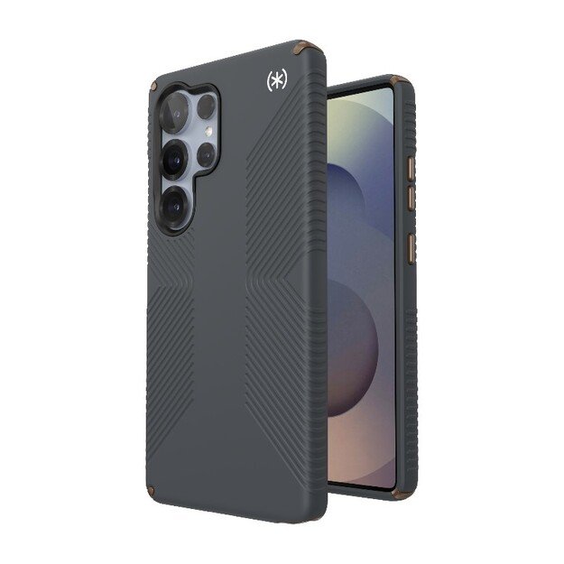 Speck Presidio2 rankenos magnetas – Samsung Galaxy S25 Ultra MagSafe dėklas (anglies pilka / šalta bronzinė / balta) 13