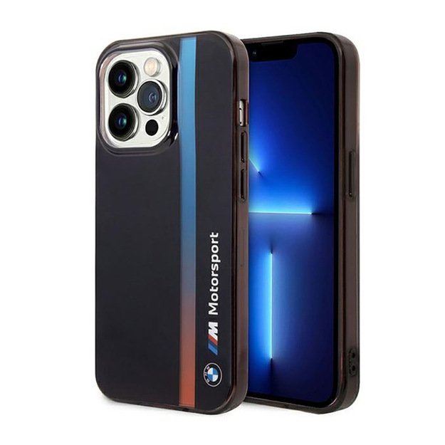 BMW Tricolor Stripe – dėklas, skirtas iPhone 14 Pro (juodas)