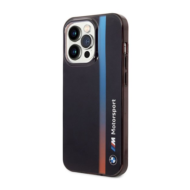 BMW Tricolor Stripe – dėklas, skirtas iPhone 14 Pro (juodas)