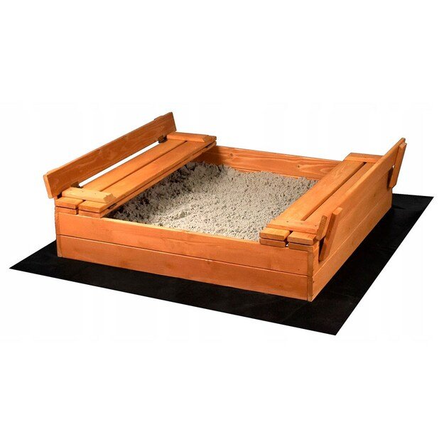 Vaikiška medinė smėlio dėžė su dangteliu ir suolais Baby Mix 100x100 cm 1