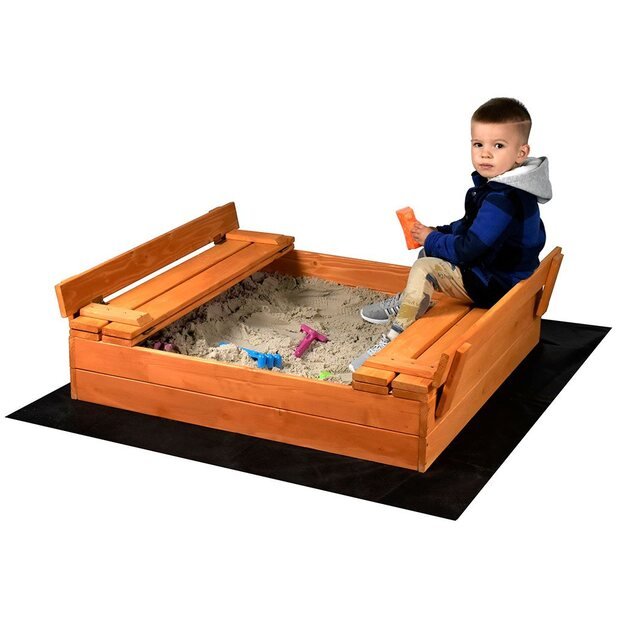 Vaikiška medinė smėlio dėžė su dangteliu ir suolais Baby Mix 100x100 cm 3