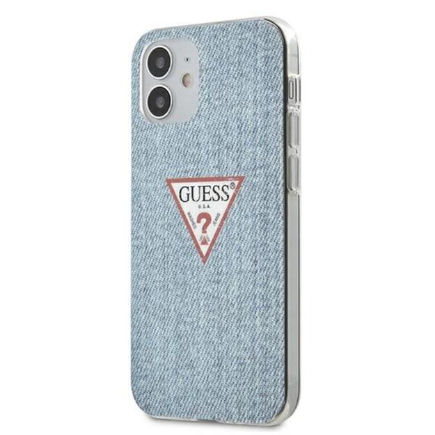 Guess Denim Triangle Lt – dėklas, skirtas iPhone 12 Mini (mėlynas) 1