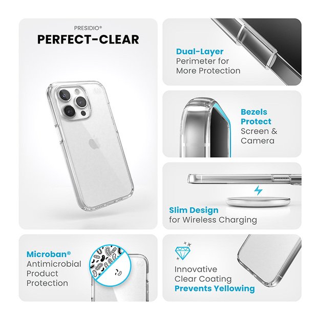 Speck Presidio Perfect-Clear – iPhone 15 Pro dėklas (skaidrus) 21
